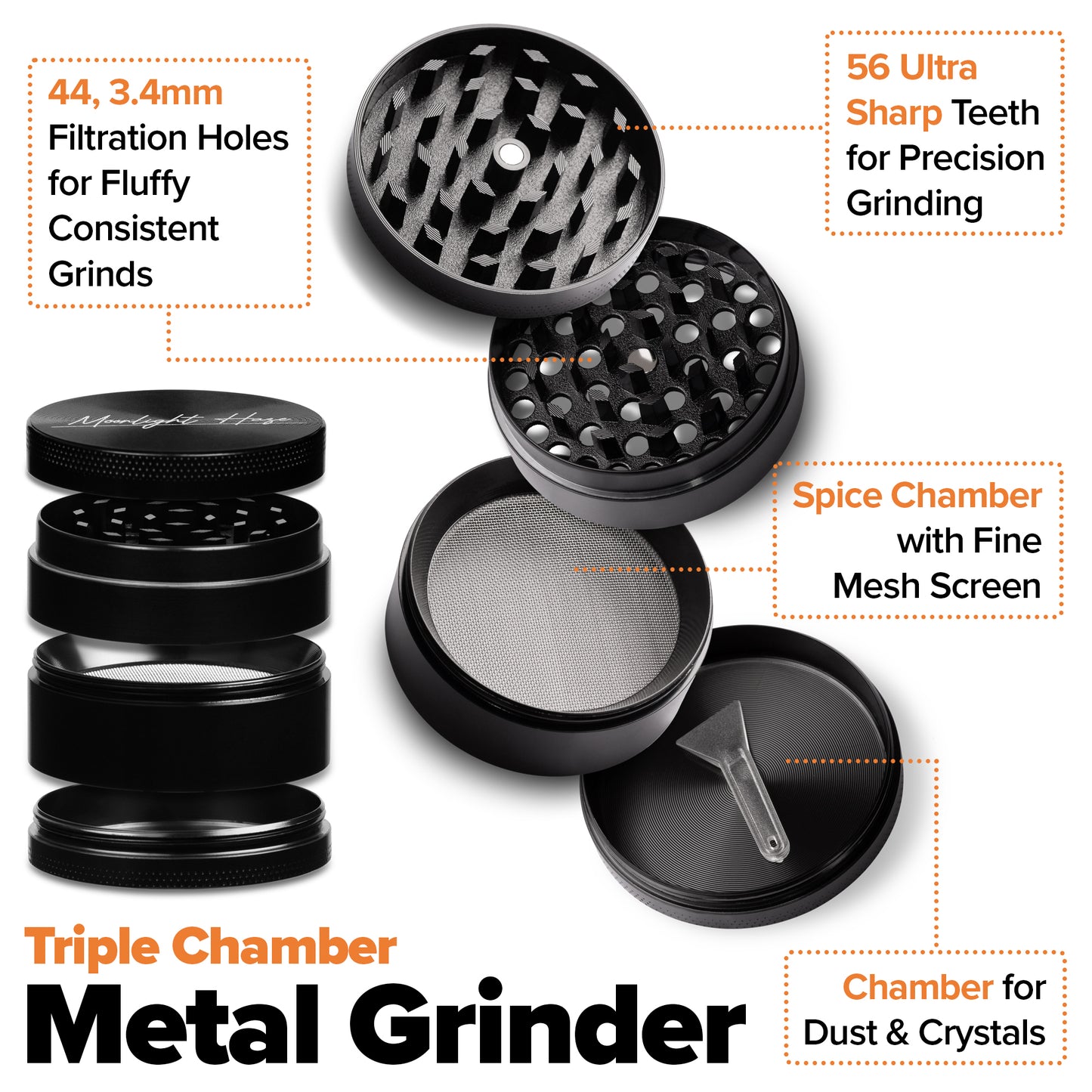 Smell Proof Bag with Medium (2") Grinder, 3x Stash Jars & 3x Doob Tubes
